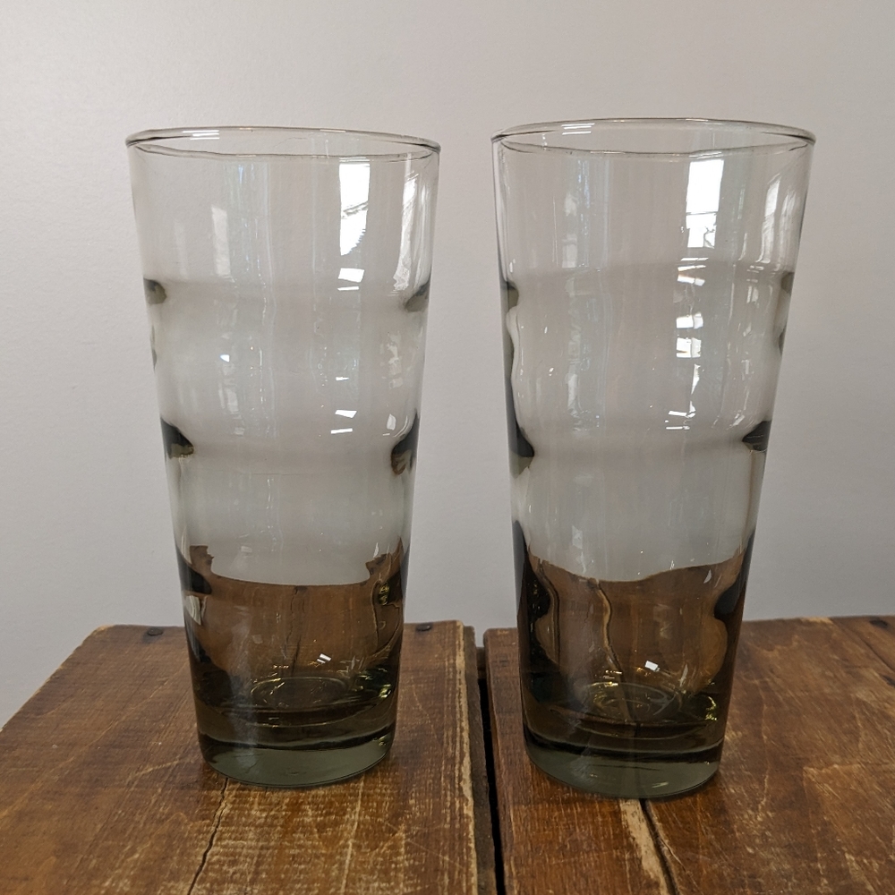 Vintage Libbey Retro Mid Century Modern Ripple Smoke Saturn Optic Glass …